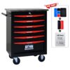 6 Drawer Multifunctional Tool Cart With Wheels, Metal Rolling Tool Cart Storage For Garage Workshop Warehouse Repair Shop With Stainless Steel Roof - Black / Red - Image 5