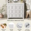 Vintage Bathroom Vanity Organizer With Sink And Storage Cabinet, 36" - Antique White - Image 8