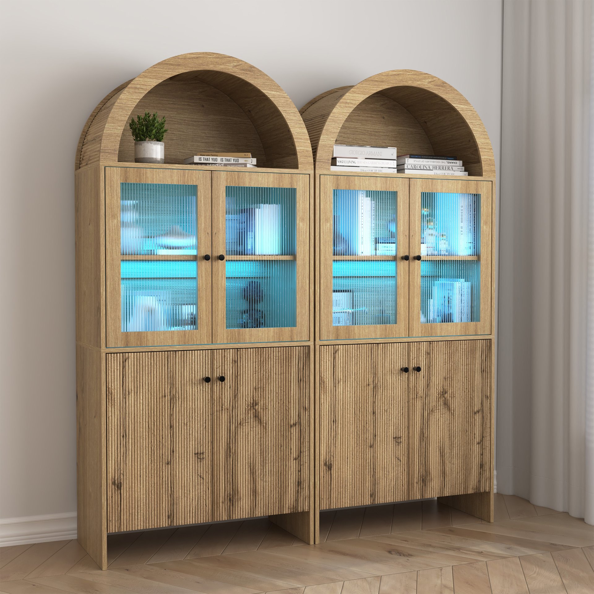 Grain Tech Inspired Dome Cabinet With LED Lighting - Smart Snack Storage Solution - Natural Wood - Image 14