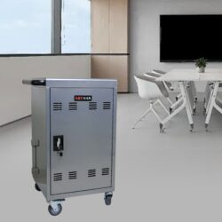 30 And 2 Bay Mobile School Charging Cart Station For Chromebook, Tablet And Laptop Computer With Power Strip Included - Silver