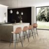 Bar Stools (Set of 2) Velvet Barstool Modern Counter Bar Height Chair With Back, Sturdy Metal Legs & Footrests, Island Stool For Kitchen Bar - Brown - Image 3