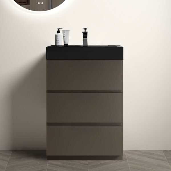 Alice - 24" Bathroom Vanity With Sink, Large Storage Freestanding Bathroom Vanity For Modern Bathroom, One-Piece Black Sink Basin Without Drain And Faucet - Black / Gray