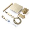 Luxury Bathroom Shower System With 12" Rain Shower Head Handheld Mixer - Brushed Gold - Image 5