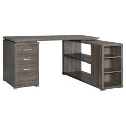 L Shape 60" Computer Desk With Multiple Storage And Built In File Cabinet - Gray