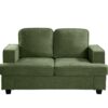 Modern Loveseat, Comfortable 2 Seater Couch With Deep Seating And High Density Foam, Loose Back Cushions, Wide Arms - Green - Image 4