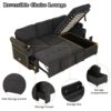 Convertible L Shaped Sofa Couch With Storage, Cup Holders, USB Ports - Black - Image 7