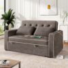 Upholstered Sleeper Bed Sofa With Dual USB Charging, Adjustable Backrest - Brown Gray - Image 9