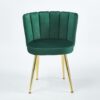 Modern Dining Chair (Set of 2) With Velvet Backrest And Golden Iron Tube Legs - Green - Image 7