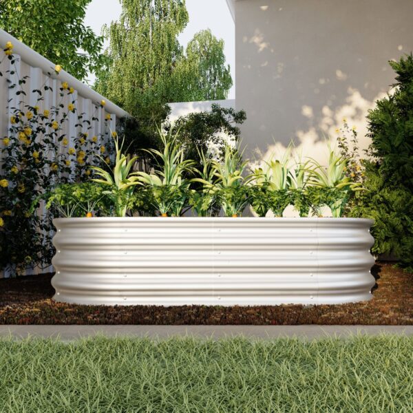 Galvanized Raised Garden Bed Kit For Vegetables Flowers & Herbs Rust Resistant - Silver