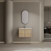 Modern Wall Mounted 30" Bathroom Vanity With Ceramic Sink And Soft Closing Doors - Oak - Image 6
