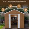 Heavy Duty Storage Shed With Windows, Lockable Door & Ventilation, Weatherproof Outdoor Garden Shed For Backyard - Brown - Image 6