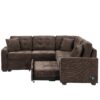 L-Shape Sofa Bed Pull-Out Sleeper Sofa With Wheels, USB Ports, Power Sockets For Living Room - Brown - Image 21