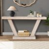 Vintage Distressed Wood Entryway Bench With 2 Tier Storage Cabinet - Rustic Antique Natural - Image 4