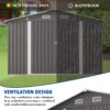 Large Metal Outdoor Storage Shed With Lockable Door, Air Vent, And Clear Window For Garden Tools And Bicycles - Gray - Image 6