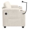 Corduroy Sleeper Sofa Loveseat Sofa With Full Size Mattress, 2 USB Ports, 2 Cup Holders, 2 Side Pockets And A Phone Holder For Living Room - Beige - Image 16