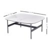 Modern Rectangular Rock Plate Coffee Table Open Space Design Golden Metal Frame Minimalist Living Room Center Table For Lounge Office - Black White - Image 3