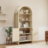 Arched Kitchen Pantry, Modern Farmhouse Wood Kitchen Storage Cabinets, Arched Storage Display Cabinet With Adjustable Shelves, Versatile Cupboard For Kitchen, Dining Room - Natural - Image 6