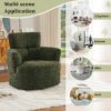 360 Degree Swivel Upholstered Accent Barrel Chair With Adjustable Headrest Berber Fleece - Green - Image 7