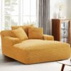 Cloudline - Oversized Chaise Lounge Chair In Soft Corduroy, Modern Comfy Couch With Full Foam Cushioning, Cozy Sleeper Sofabed For Living Room - Yellow - Image 8