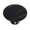 Modern Artificial Stone Round Carbon Steel Base Dining Table, Can Accommodate 6 People - Black - Image 10