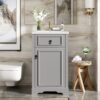 Bathroom Vanity With Ceramic Sink, Soft Close Door, Adjustable Shelf, And Storage Rack - Gray - Image 7