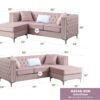 Paige - Sofa Chaise - Pink - Image 5