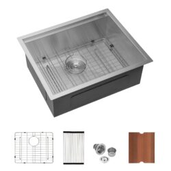 21" X 19" X 13" Laundry Workstation Sink With Deep Single Bowl 16 Gauge - Brushed Nickel