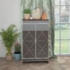 Elegant Decor Mirrored Shoe Cabinet With Edging Double Door Storage Cabinets Glass - Brown / Silver / Gray - Image 7