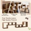 Minimalist 2 Pieces Cube TV Stand With Open Storage Shelves - Natural Wood - Image 11