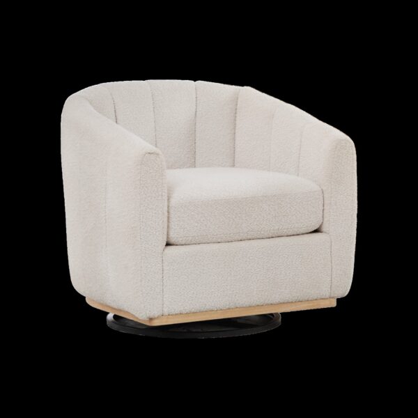 360° Swivel Pumpkin Shape Club Armchair - Ivory