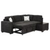 Sectional Pull-Out Sofa Bed L-Shaped Corner Sofa Couch With Storage Chaise, USB Ports, Power Sockets, Cup Holder For Living Room, Bedroom, Study - Black - Image 19