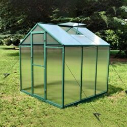 Newly Marketed Gain Height Windproof Aluminum Greenhouse 6 X 6 Ft Polycarbonate Greenhouse Raised Base And Anchor Aluminum Heavy Duty Walk - In Greenhouses For Outdoor Backyard In All Season - Green