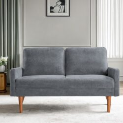 Loveseat Sofa, European Style With Sleek Design, Modern & Vintage Flair, Upholstered 2 Seater Couch - Gray
