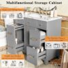 Bathroom Vanity With Sink, Soft Close Doors, Adjustable Shelves, 36" - Gray - Image 8