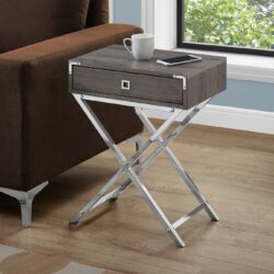 Accent Side Table, Storage Drawer - Taupe