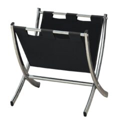 Magazine Rack Standing Organizer Storage Leather Look - Black