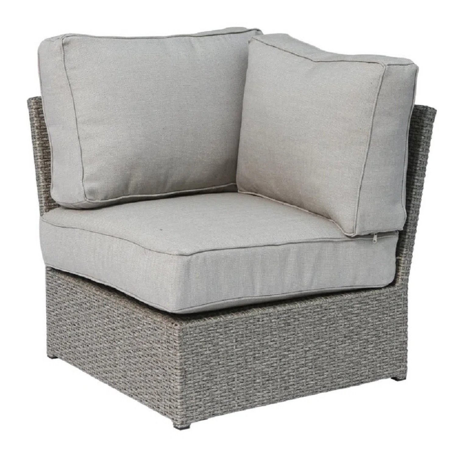 4 Person Patio Seating Set With Cushions, Handwoven Wicker - Gray Mix - Image 4