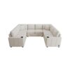 Convertible U Shaped Sectional Sofa With Pull Out Bed Chenille - Beige - Image 5