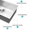 Undermount Sink Deep Kitchen Basin - Brushed Nickel - Image 7