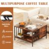 Lift Top Coffee Table With Storage, Adjustable Height Living Room - Black / Brown - Image 16