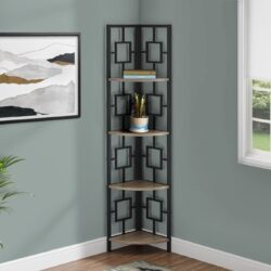 Bookshelf, Bookcase, Etagere, Corner, 4 Tier, For Office, Contemporary & Modern - Taupe