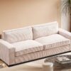 Luxe - Corduroy Sofa With Sleek Design, Spacious And Comfortable 3 Seater Couch - Beige - Image 11