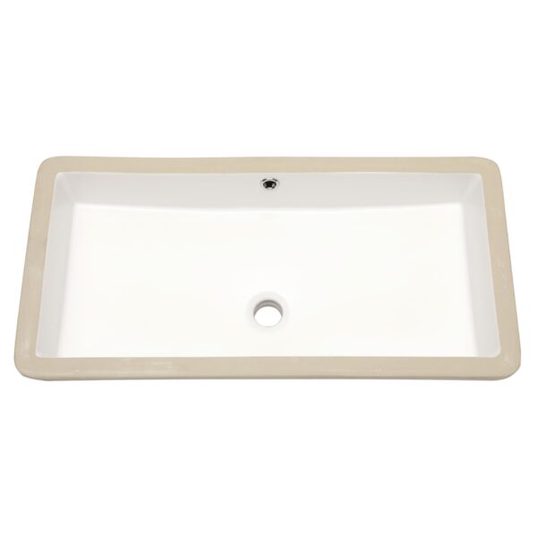 28 X 14" Modern European Inspired Ceramic Rectangular Undermount Bathroom Sink With Overflow In - White