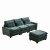 L Shaped Sectional Sofa With Movable Ottoman - Green - Image 5