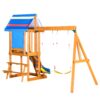 Outdoor Swing Set 3 In 1 Children's Playset With Slide, Swings, And Climber For Garden, Backyard, Playground - Blue - Image 14