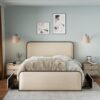 Modern Metal Bed Frame With Curved Upholstered Headboard And Footboard Bed With 4 Storage Drawers, Heavy Duty Metal Slats, Queen Size - Beige - Image 7