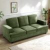 Modern Sofa, Comfortable 3 Seater Couch With Deep Seating And High Density Foam, Loose Back Cushions, Wide Arms, - Green - Image 5