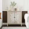 2 Door Carved Storage Cabinet With Adjustable Shelf, Accent Furniture For Living Room, Hallway, Kitchen - Natural - Image 4