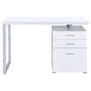 Reversible 3 Drawer Office Computer Desk With Metal Frame - White - Image 4