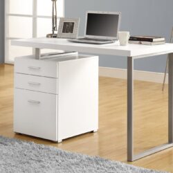 Computer Desk Left Right Set-Up Storage Drawers For Home Office - White